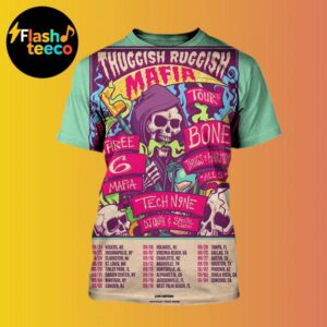 2025 Thuggish-Ruggish-Mafia Tour Dates List With Bone Thugs-N-Harmony x Three 6 Mafia x Tech N9NE x DJ Quik All Over Print Shirt