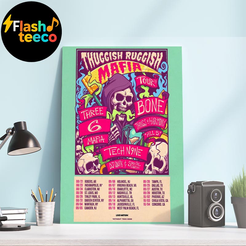 2025 Thuggish-Ruggish-Mafia Tour Dates List With Bone Thugs-N-Harmony x Three 6 Mafia x Tech N9NE x DJ Quik Wall Art Home Decor Poster Canvas 2025 Thuggish-Ruggish-Mafia Tour Dates List With Bone Thugs-N-Harmony x Three 6 Mafia x Tech N9NE x DJ Quik Wall Art Home Decor Poster Canvas