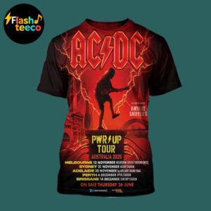 ACDC PWR Up Tour Australia 2025 Poster Dates List With Special Guest Amyl And The Sniffers All Over Print Shirt
