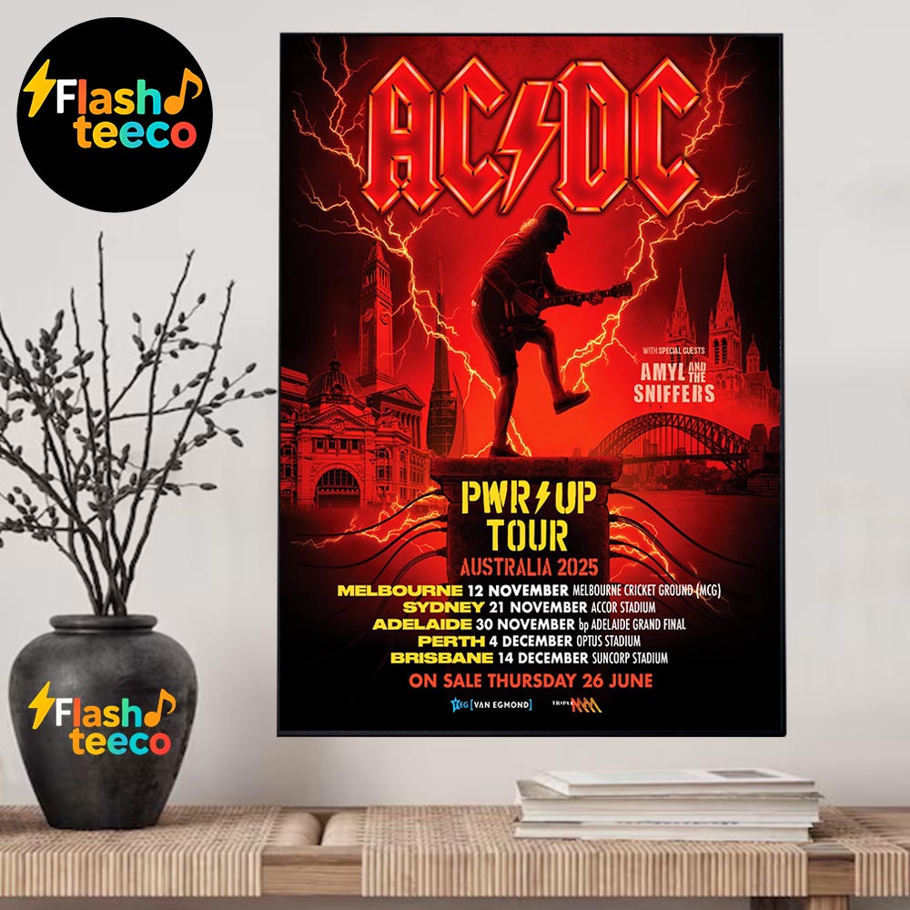 ACDC PWR Up Tour Australia 2025 Poster Dates List With Special Guest Amyl And The Sniffers Home Decor Poster Canvas ACDC PWR Up Tour Australia 2025 Poster Dates List With Special Guest Amyl And The Sniffers Home Decor Poster Canvas