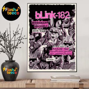 Blink-182 The Missionary Impossible 2025 Tour Poster With Special Guests Alkaline Trio And More Presented By Live Nation Home Decor Poster Canvas