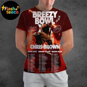 BreezyBowl XX Stadium World Tour 2025 20 Years Of Chris Brown With Special Guests Jhene Aiko Summer Walker And Bryson Tiller All Over Print Shirt