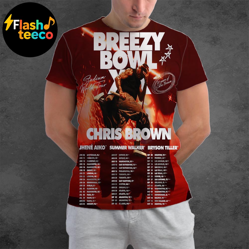 BreezyBowl XX Stadium World Tour 2025 20 Years Of Chris Brown With Special Guests Jhene Aiko Summer Walker And Bryson Tiller All Over Print Shirt BreezyBowl XX Stadium World Tour 2025 20 Years Of Chris Brown With Special Guests Jhene Aiko Summer Walker And Bryson Tiller All Over Print Shirt