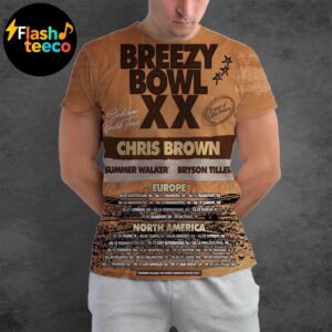 BreezyBowl XX Stadium World Tour 2025 20 Years Of Chris Brown With Special Guests Summer Walker And Bryson Tiller All Over Print Shirt
