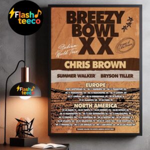 BreezyBowl XX Stadium World Tour 2025 20 Years Of Chris Brown With Special Guests Summer Walker And Bryson Tiller Wall Art Home Decor Poster Canvas