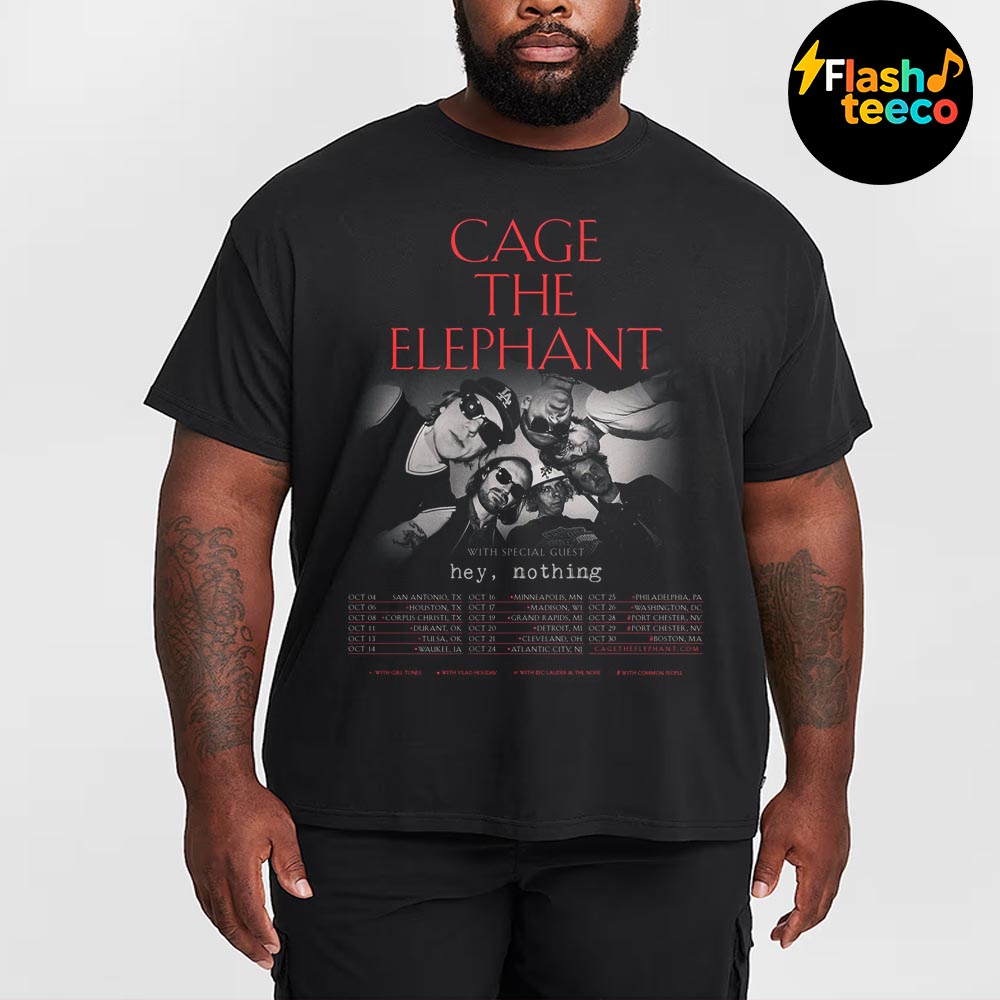 Cage The Elephant October 2025 Headlining Tour Dates List With Special Guest Hey Nothing Essential T-Shirt Cage The Elephant October 2025 Headlining Tour Dates List With Special Guest Hey Nothing Essential T-Shirt
