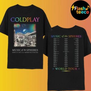 Coldplay Denver Merch Tee 2025 Music Of The Spheres Tour Dates List At Empower Field At Mile High In Denver CO On June 10th 2025 Two Sides Unisex Essential T-Shirt