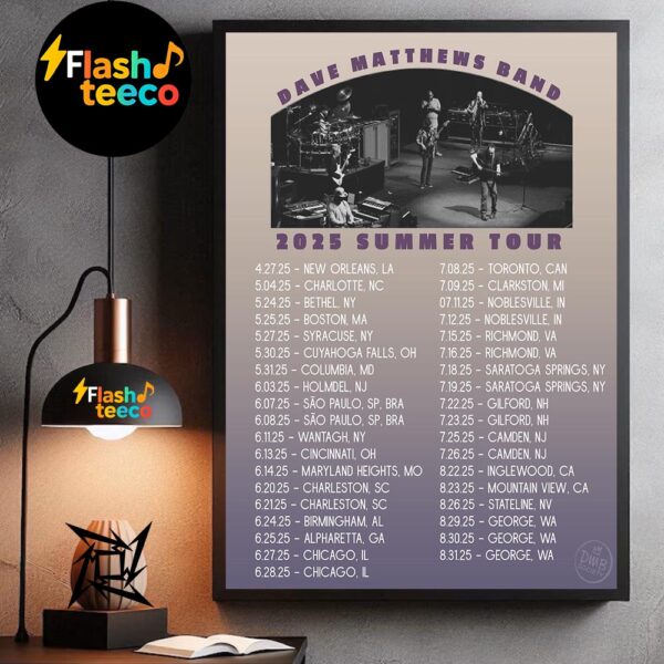 Dave Matthews Band 2025 Summer Tour Dates Wall Art Home Decor Poster Canvas