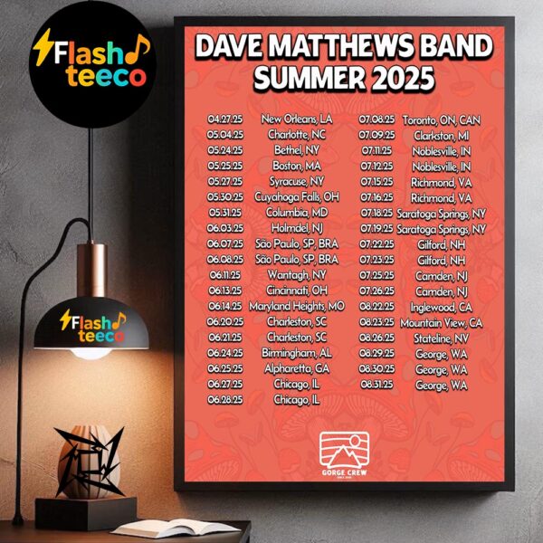 Dave Matthews Band Summer 2025 Tour Dates Wall Art Home Decor Poster Canvas