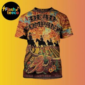 Dead And Company Sphere Las Vegas 2025 Featuring Silhouetted Skeleton Riders On Horseback Art By EMEK All Over Print Shirt