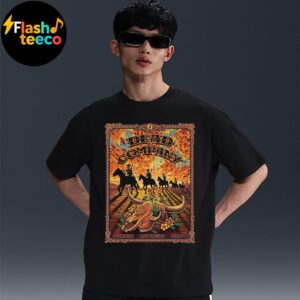 Dead And Company Sphere Las Vegas 2025 Featuring Silhouetted Skeleton Riders On Horseback Art By EMEK Unisex Essential T-Shirt