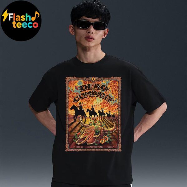 Dead And Company Sphere Las Vegas 2025 Featuring Silhouetted Skeleton Riders On Horseback Art By EMEK Unisex Essential T-Shirt