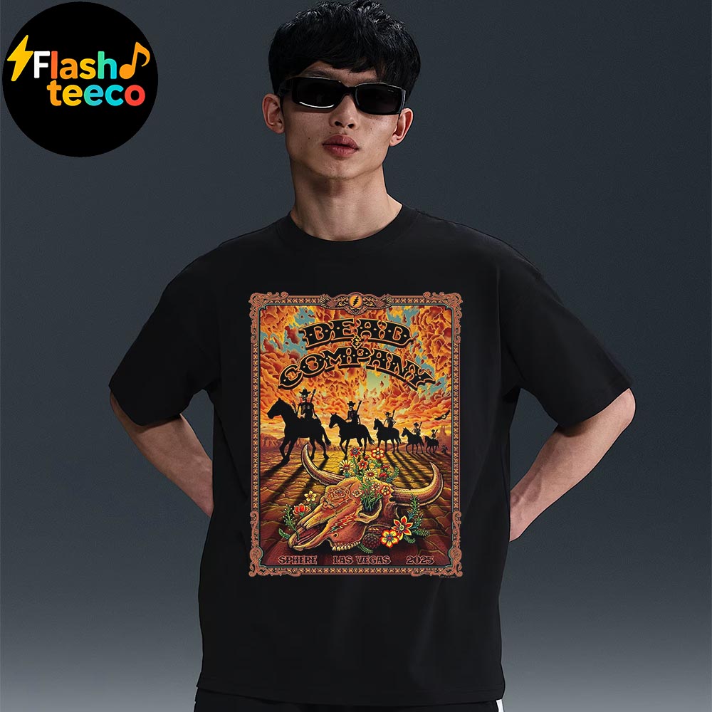 Dead And Company Sphere Las Vegas 2025 Featuring Silhouetted Skeleton Riders On Horseback Art By EMEK Unisex Essential T-Shirt Dead And Company Sphere Las Vegas 2025 Featuring Silhouetted Skeleton Riders On Horseback Art By EMEK Unisex Essential T-Shirt