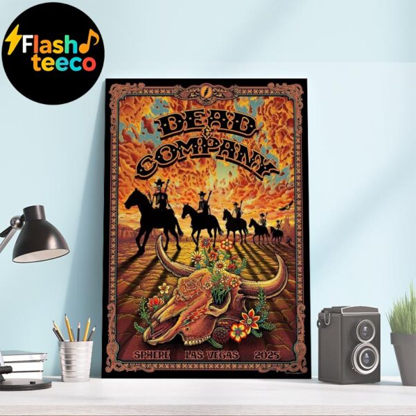 Dead And Company Sphere Las Vegas 2025 Featuring Silhouetted Skeleton Riders On Horseback Art By EMEK Wall Art Home Decor Poster Canvas
