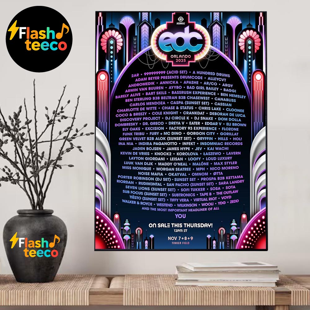 Electric Daisy Carnival EDC Orlando The Official 2025 Lineup Poster At Tinker Field In Orlando FL On November 7-8-9 2025 Home Decor Poster Canvas Electric Daisy Carnival EDC Orlando The Official 2025 Lineup Poster At Tinker Field In Orlando FL On November 7-8-9 2025 Home Decor Poster Canvas