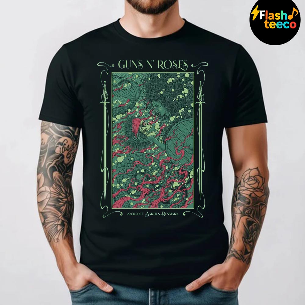 Guns N Roses Aarhus 2025 World Tour Tonight Poster Concert At Eskelunden In Aarhus Denmark On June 29 2025 Unisex Essential T-Shirt Guns N Roses Aarhus 2025 World Tour Tonight Poster Concert At Eskelunden In Aarhus Denmark On June 29 2025 Unisex Essential T-Shirt