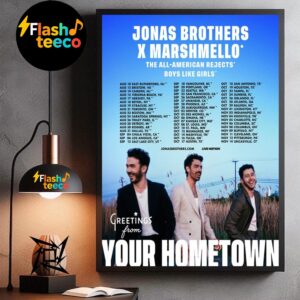 Jonas Brothers x Marshmello The All-American Rejects Boys Like Girls 2025 JONAS20 Greetings From Your Hometown Tour Dates List Home Decor Poster Canvas