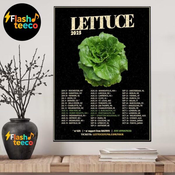 Lettuce Funk 2025 Tour Dates List With GZA And Balthvs Music Home Decor Poster Canvas