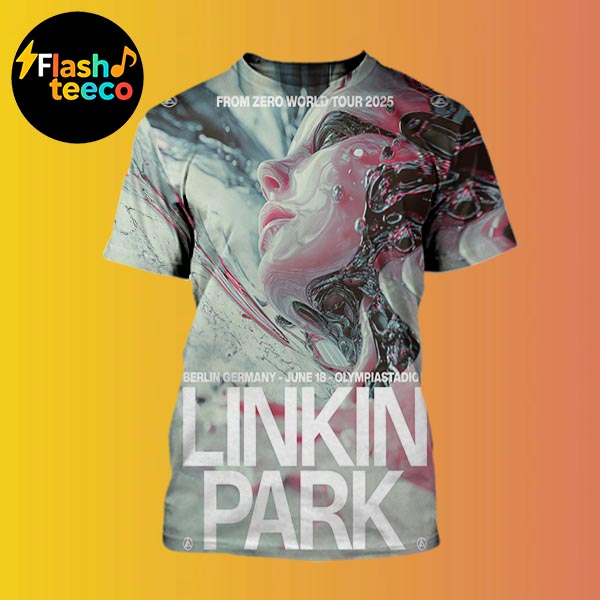 Linkin Park Berlin Poster From Zero World Tour 2025 At Olympiastadion In Berlin Germany On June 18th 2025 Art By PJ Richardson All Over Print Shirt Linkin Park Berlin Poster From Zero World Tour 2025 At Olympiastadion In Berlin Germany On June 18th 2025 Art By PJ Richardson All Over Print Shirt