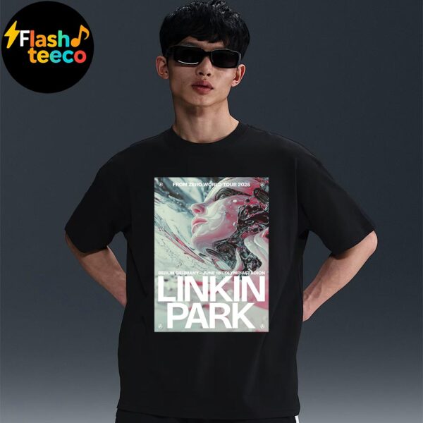 Linkin Park Berlin Poster From Zero World Tour 2025 At Olympiastadion In Berlin Germany On June 18th 2025 Art By PJ Richardson Unisex T-Shirt