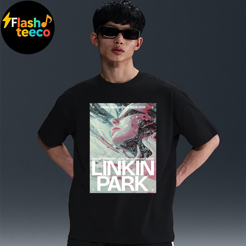 Linkin Park Berlin Poster From Zero World Tour 2025 At Olympiastadion In Berlin Germany On June 18th 2025 Art By PJ Richardson Unisex T-Shirt Linkin Park Berlin Poster From Zero World Tour 2025 At Olympiastadion In Berlin Germany On June 18th 2025 Art By PJ Richardson Unisex T-Shirt