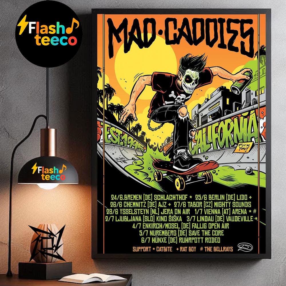 Mad Caddies Euro-Tour 2025 Summer Europa Tour Dates List With Support Catbite Rat Boy And The Bellrays Wall Art Home Decor Poster Canvas Mad Caddies Euro-Tour 2025 Summer Europa Tour Dates List With Support Catbite Rat Boy And The Bellrays Wall Art Home Decor Poster Canvas