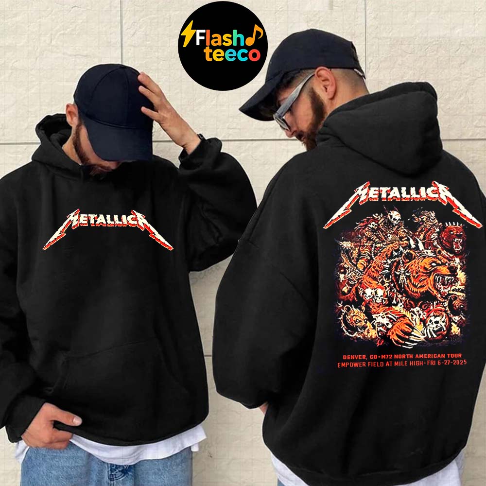 Metallica M72 Denver 2025 Night 1 Tonight Venue Hoodie Merch At Empower Field At Mile High In Denver CO On June 27 2025 Two Sided Shirt Hoodie Metallica M72 Denver 2025 Night 1 Tonight Venue Hoodie Merch At Empower Field At Mile High In Denver CO On June 27 2025 Two Sided Shirt Hoodie