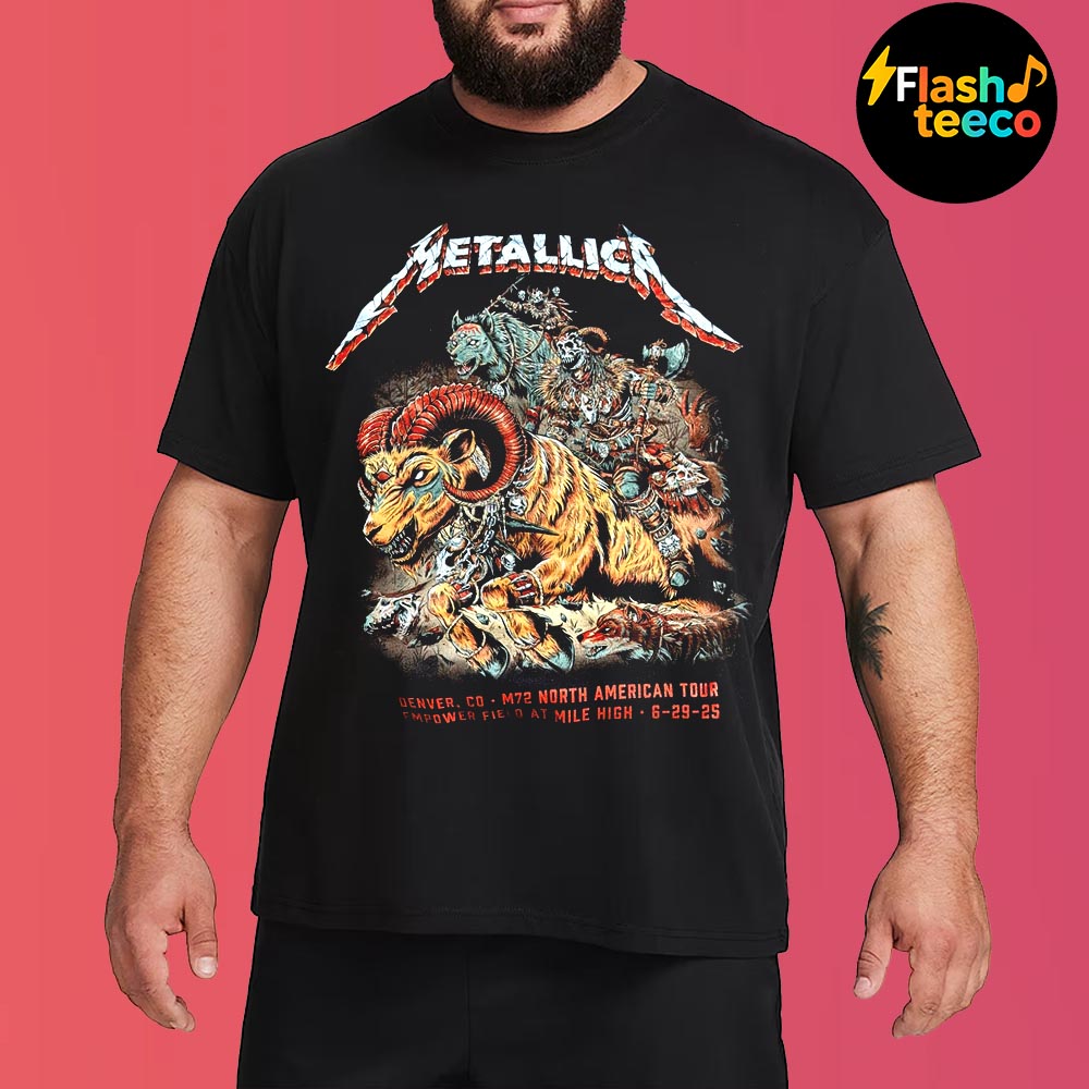 Metallica M72 Denver 2025 Night 2 Venue Merch Tee At Empower Field At Mile High In Denver CO On June 29 2025 Unisex T-Shirt Metallica M72 Denver 2025 Night 2 Venue Merch Tee At Empower Field At Mile High In Denver CO On June 29 2025 Unisex T-Shirt