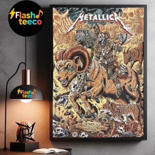 Metallica M72 Denver 2025 Night 2 Venue Poster At Empower Field At Mile High In Denver CO On June 29 2025 Home Decor Poster Canvas