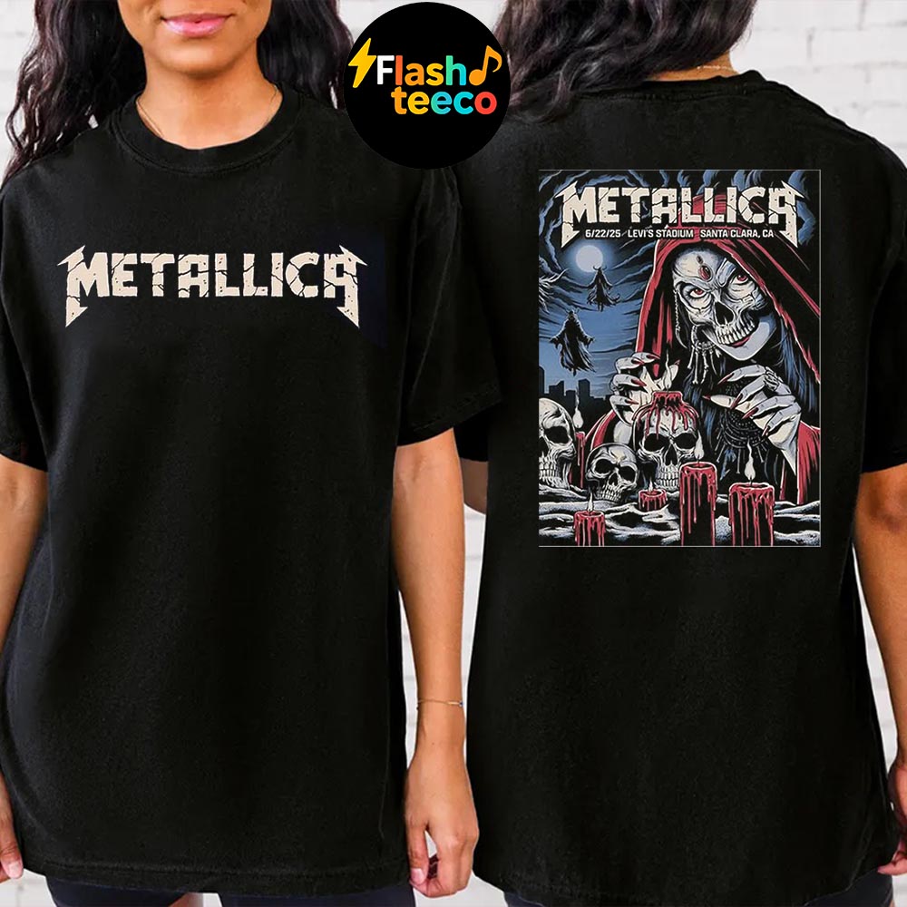 Metallica M72 Santa Clara 2025 Night 2 Venue Tee At Levi’s Stadium In Santa Clara CA On June 22nd 2025 Two Sided Unisex T-Shirt Metallica M72 Santa Clara 2025 Night 2 Venue Tee At Levi’s Stadium In Santa Clara CA On June 22nd 2025 Two Sided Unisex T-Shirt