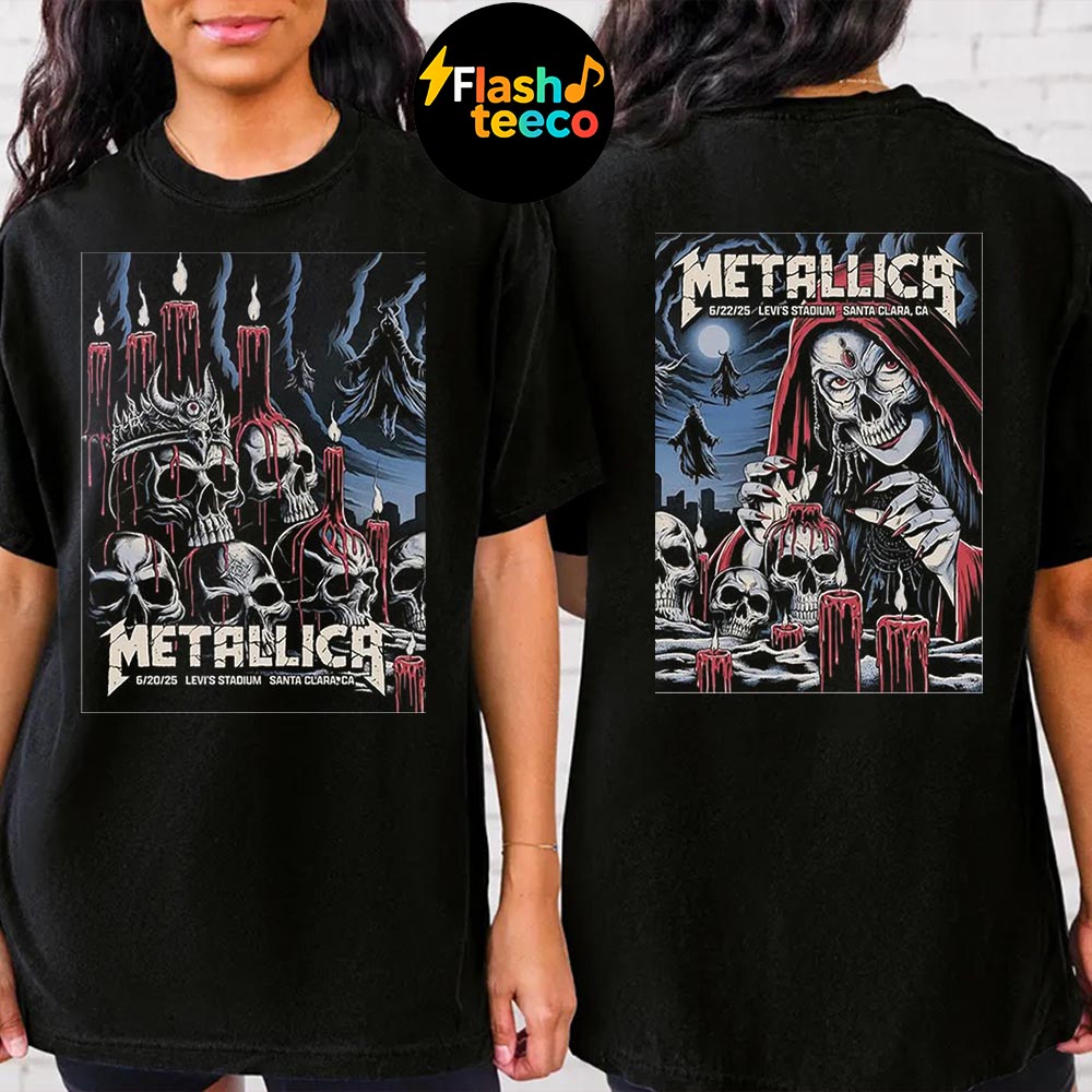 Metallica M72 Santa Clara 2025 The Venue Combined Two Night Poster At Levi’s Stadium In Santa Clara CA On June 20-22 2025 Two Sided Unisex T-Shirt Metallica M72 Santa Clara 2025 The Venue Combined Two Night Poster At Levi’s Stadium In Santa Clara CA On June 20-22 2025 Two Sided Unisex T-Shirt