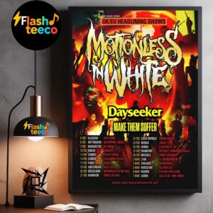 Motionless In White 2026 UK And EU Tour Poster Headlining Shows Dates And Cities Featuring Dayseeker And Make Them Suffer Home Decor Poster Canvas