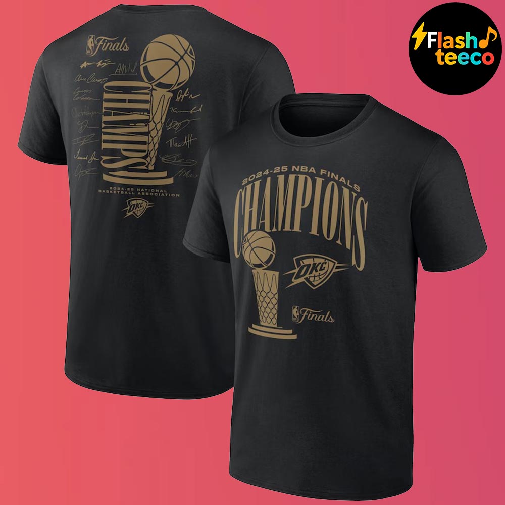 Oklahoma City Thunder 2024-2025 NBA Finals Champions Signature Two Sided Unisex Essential T-Shirt Oklahoma City Thunder 2024-2025 NBA Finals Champions Signature Two Sided Unisex Essential T-Shirt