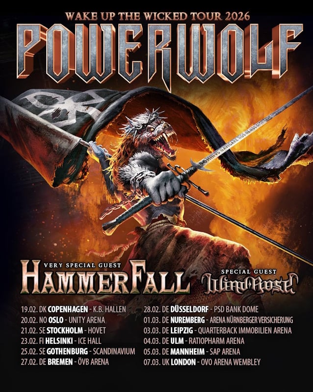 POWERWOLF Announces Massive February March 2026 European Tour With HAMMERFALL And WIND ROSE