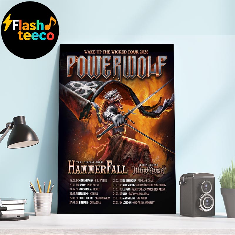 Powerwolf 2026 Wake Up The Wicked Tour Poster Schedule Dates And Cities List With Special Guests HammerFall And Wind Rose Home Decor Poster Canvas Powerwolf 2026 Wake Up The Wicked Tour Poster Schedule Dates And Cities List With Special Guests HammerFall And Wind Rose Home Decor Poster Canvas