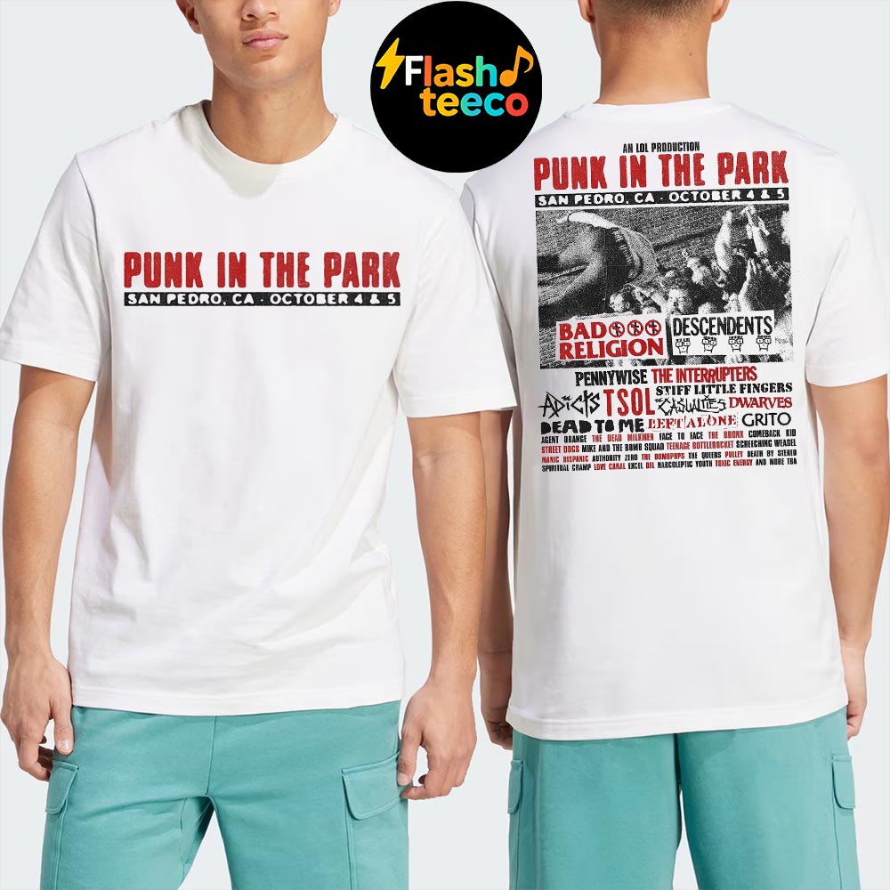 Punk In The Park 2025 With Headliners Bad Religion Descendents At Berth 46 In San Pedro CA On October 4-5 2025 Two Sides Unisex T-Shirt Punk In The Park 2025 With Headliners Bad Religion Descendents At Berth 46 In San Pedro CA On October 4-5 2025 Two Sides Unisex T-Shirt