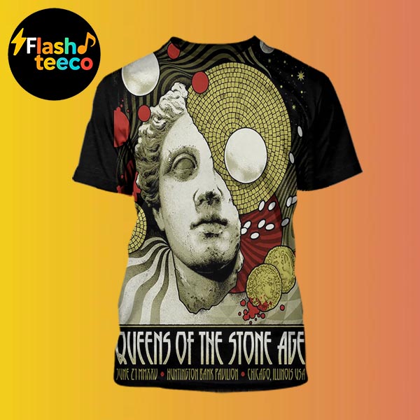 Queens Of The Stone Age The End Is Nero 2025 Poster Show At Huntington Bank Pavilion In Chicago Illinois USA On June 21st 2025 Art By Arcane Path All Over Print Shirt Queens Of The Stone Age The End Is Nero 2025 Poster Show At Huntington Bank Pavilion In Chicago Illinois USA On June 21st 2025 Art By Arcane Path All Over Print Shirt