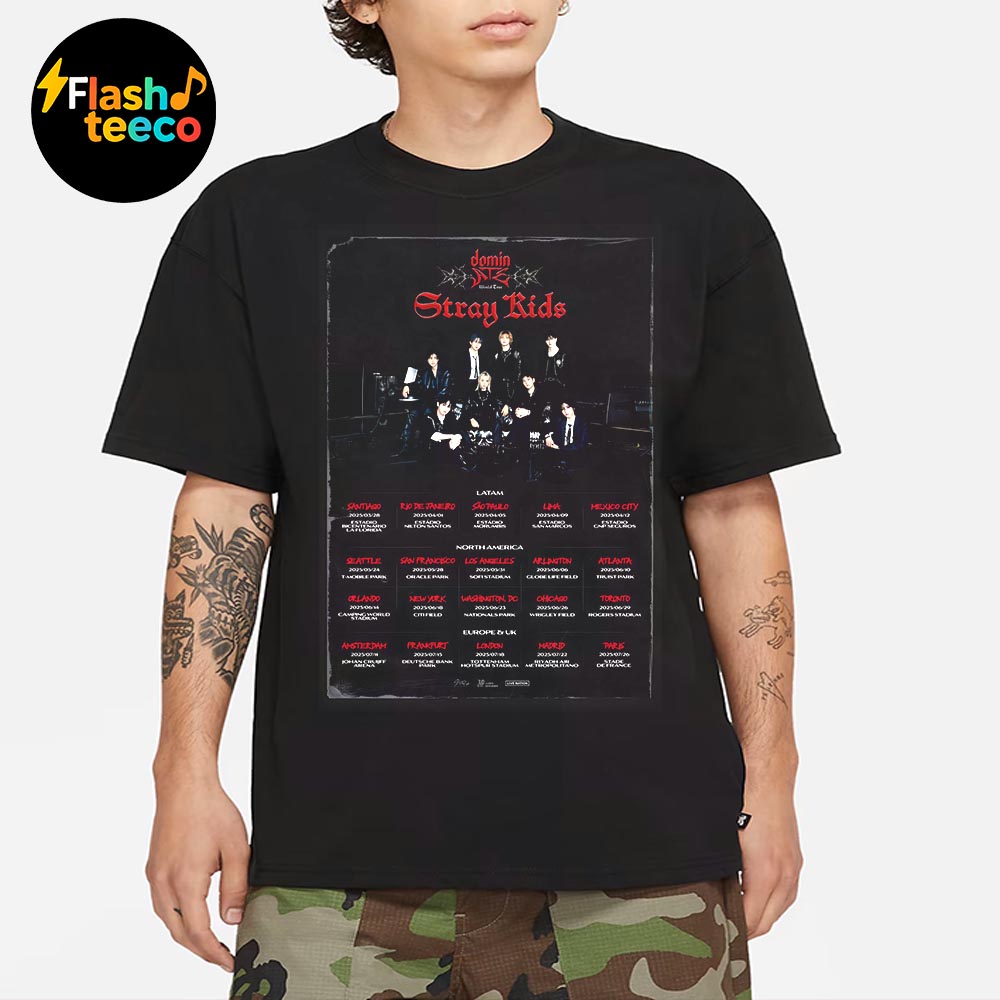 Stray Kids dominATE 2025 Stadium World Tour Poster Unisex Essential T-Shirt Stray Kids dominATE 2025 Stadium World Tour Poster Unisex Essential T-Shirt