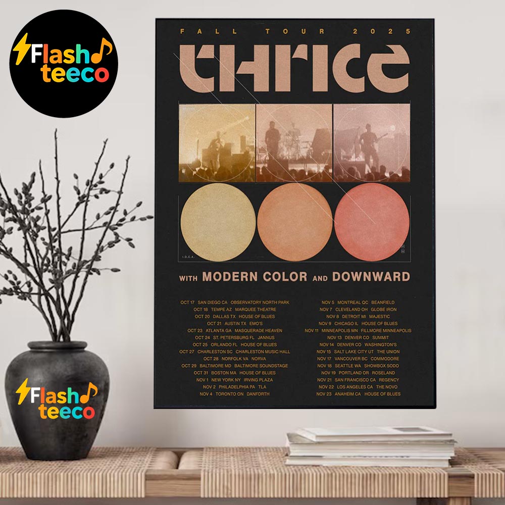 Thrice Fall Tour 2025 Poster Headlining Dates List With Modern Color And Downward Home Decor Poster Canvas Thrice Fall Tour 2025 Poster Headlining Dates List With Modern Color And Downward Home Decor Poster Canvas
