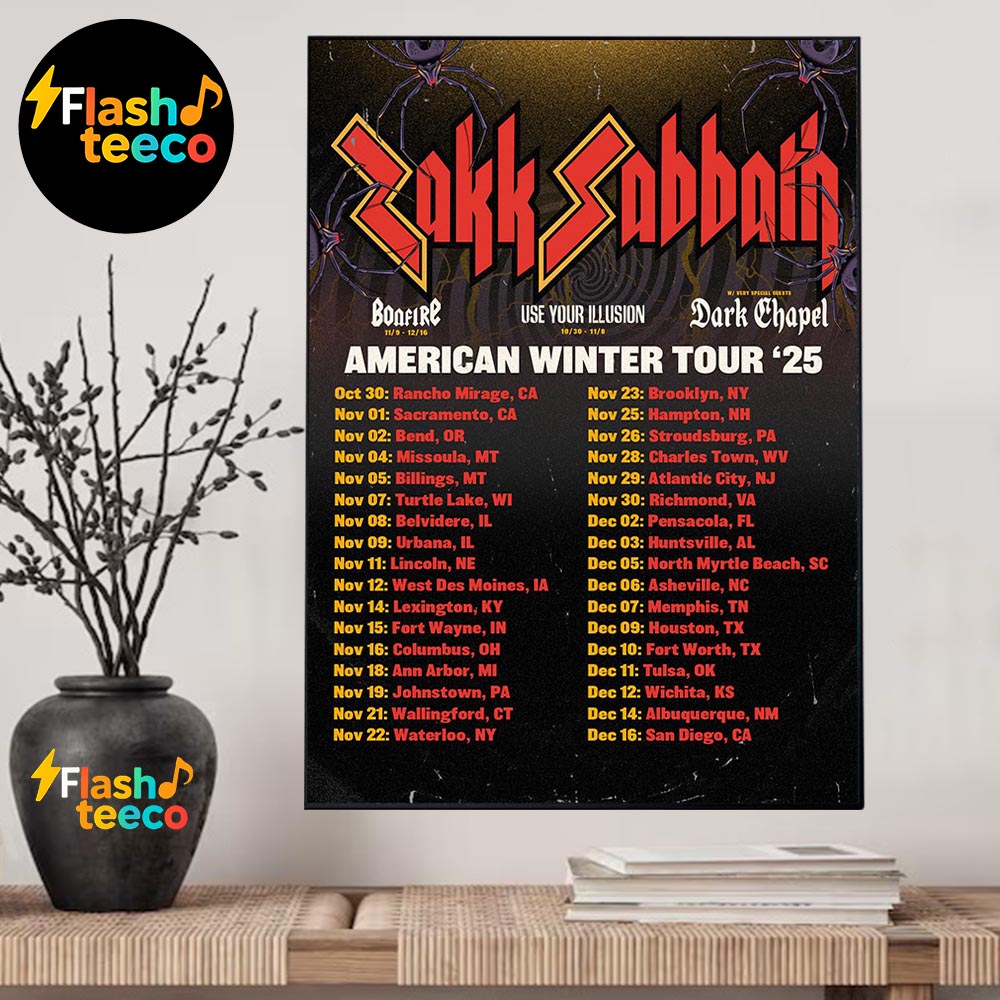 Zakk Sabbath 2025 American Winter Tour Poster Dates List With Special Guests Bonfire Use Your Illusion And Dark Chapel Home Decor Poster Canvas Zakk Sabbath 2025 American Winter Tour Poster Dates List With Special Guests Bonfire Use Your Illusion And Dark Chapel Home Decor Poster Canvas